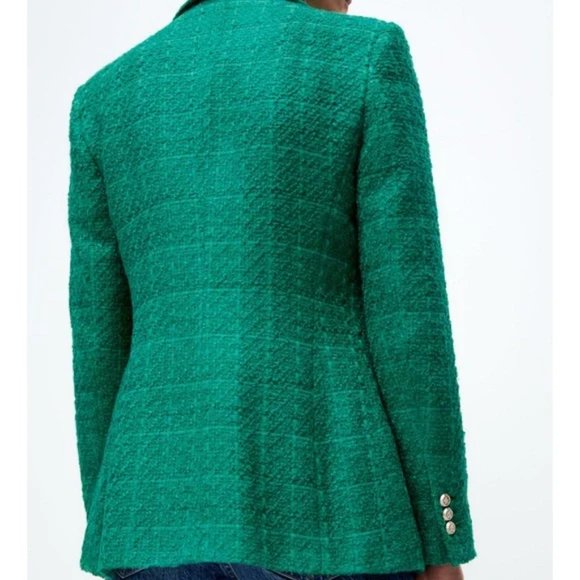 ZARA Balmain Style Double Breasted Blazer Textured Green - Picture 12 of 15